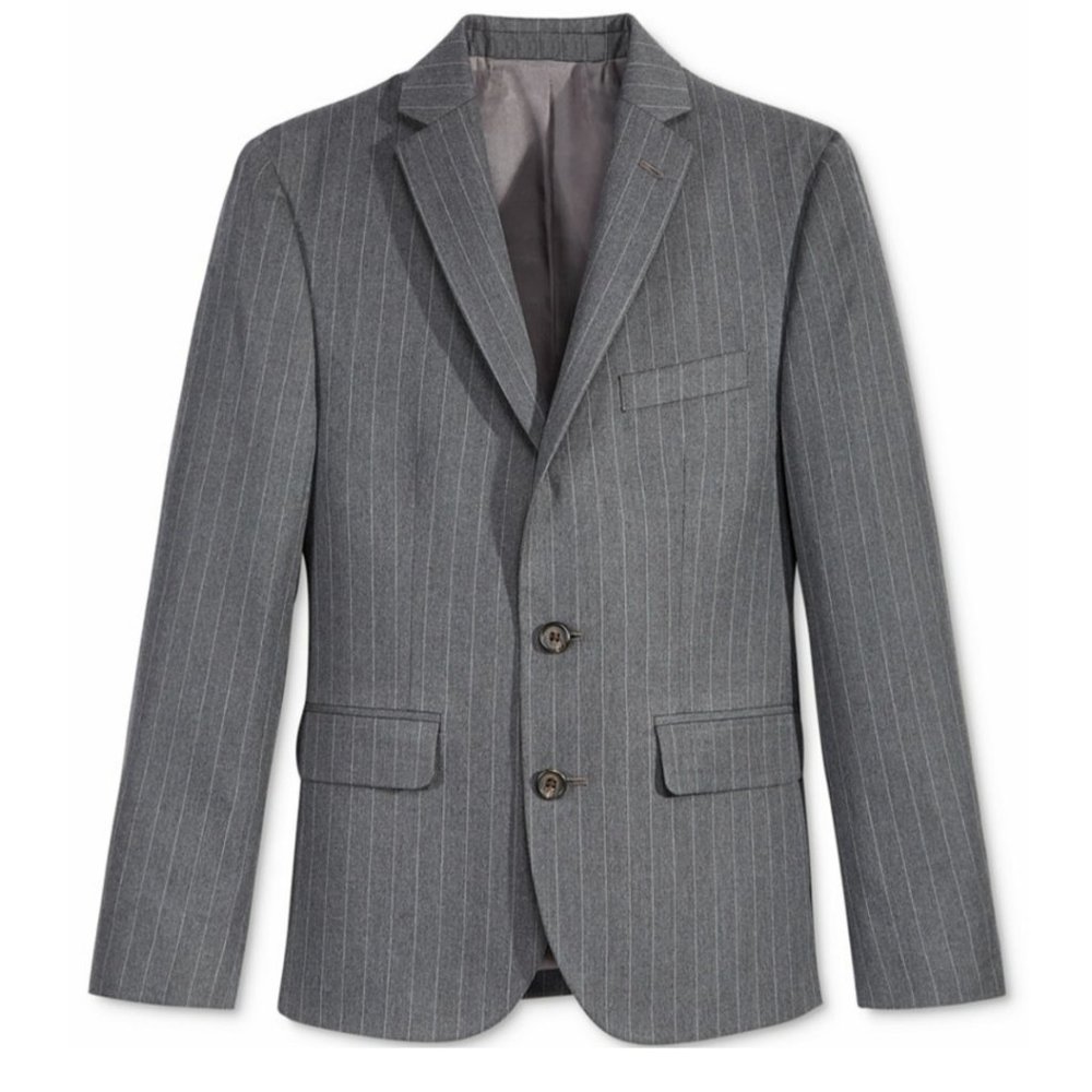 LAUREN RALPH LAUREN BOYS GRAY STRIPE SUIT JACKET
